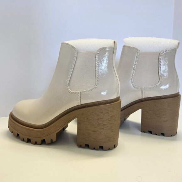 Round Mid Heel Chunky Block Heels Ankle Boots Women's Sz 6 Color Bone Round Toe - Picture 6 of 10